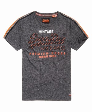 Superdry Premium Goods Racer Stripe Férfi Pólók Fekete | VEGNM6502